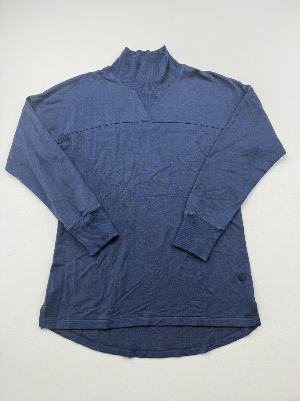 L.L. Bean Shirt Womens S Petite Blue Mock Neck Long Sleeve Jersey Tunic Top